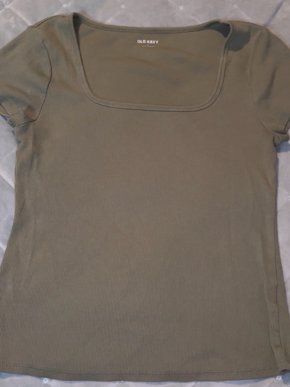 Old Navy Olive Square-Neck Ribbed Short Sleeve Tee